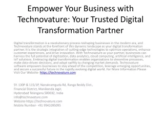 Empower Your Business with Technovature: Your Trusted Digital Transformation Par