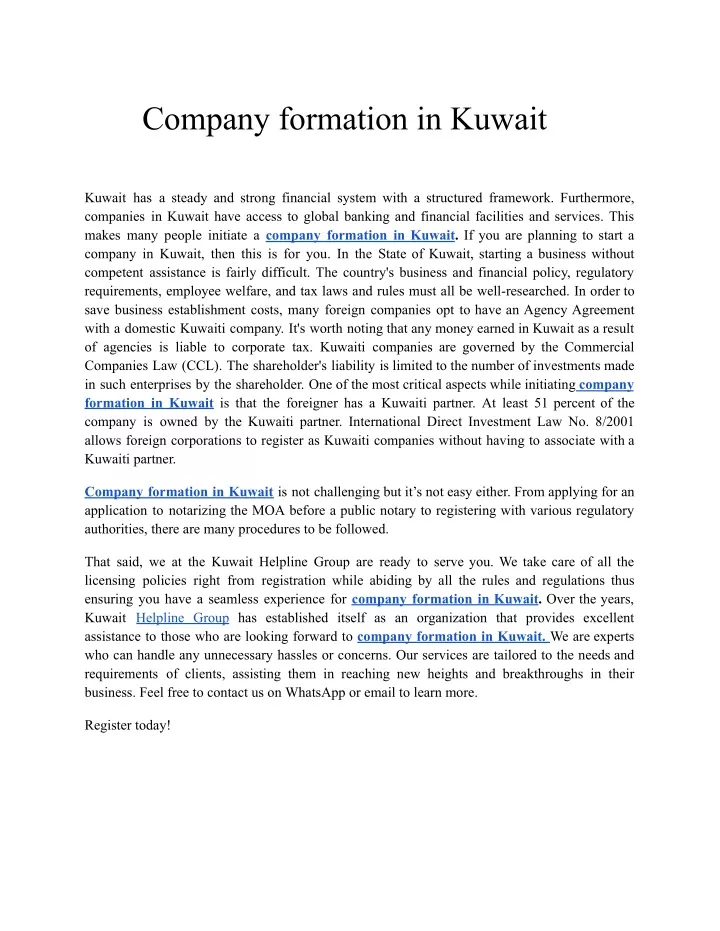 company formation in kuwait