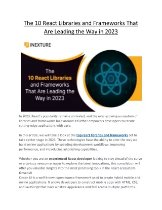 the 10 react libraries and frameworks that