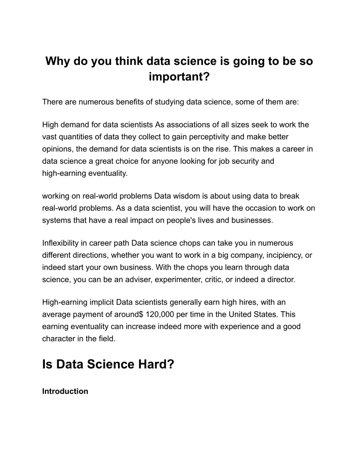 why do you think data science is going
