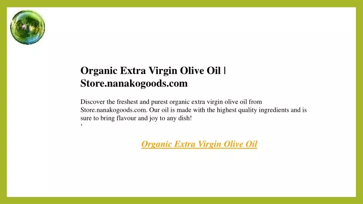 organic extra virgin olive oil store nanakogoods