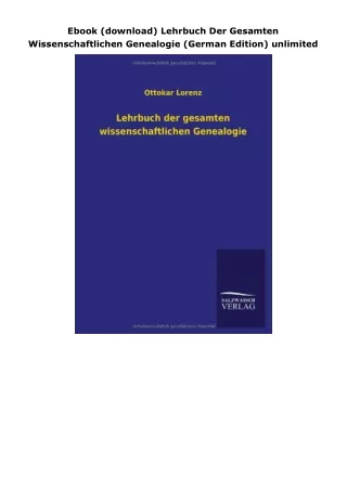 Ebook (download) Lehrbuch Der Gesamten Wissenschaftlichen Genealogie (German Edition) unlimited