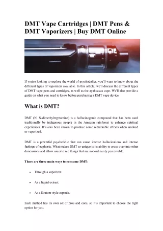DMT Vape Cartridges - DMT Pens & DMT Vaporizers - Buy DMT Online