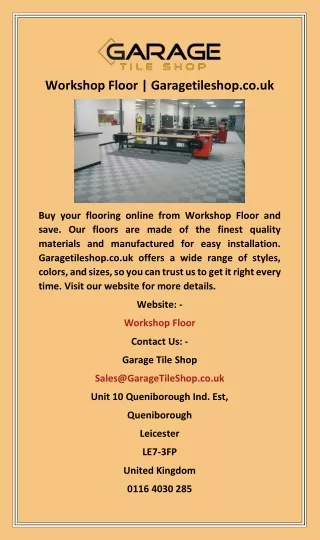 Workshop Floor  Garagetileshop.co.uk