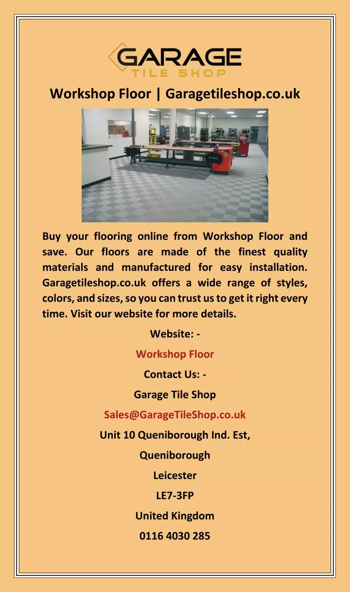 workshop floor garagetileshop co uk