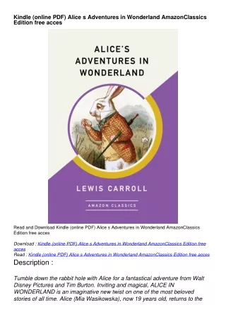 Kindle (online PDF) Alice s Adventures in Wonderland AmazonClassics Edition  f