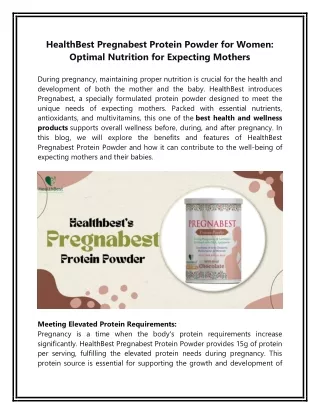 HealthBest Pregnabest Protein Powder for Women