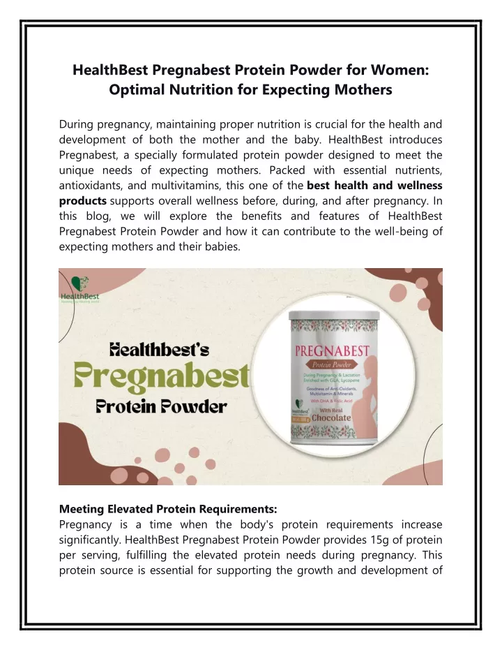 healthbest pregnabest protein powder for women