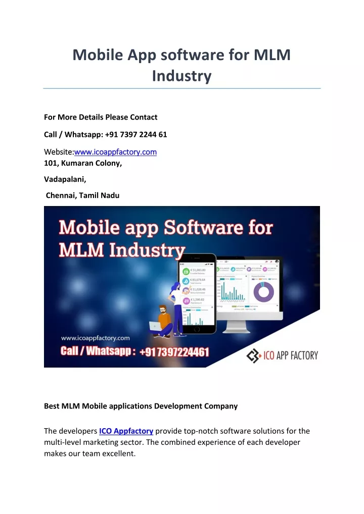 mobile app software for mlm industry