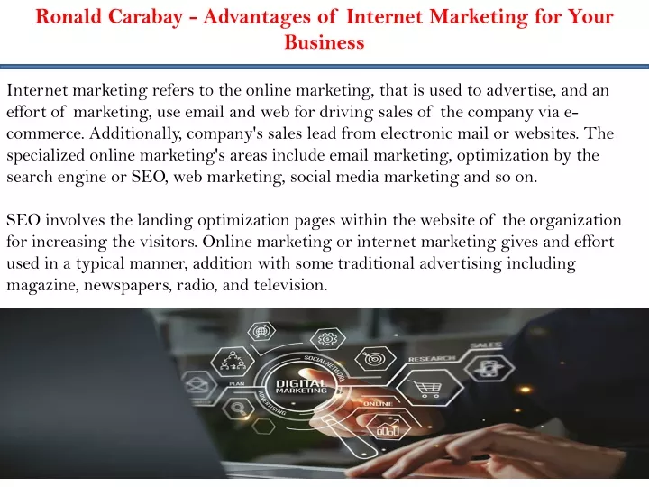 ronald carabay advantages of internet marketing