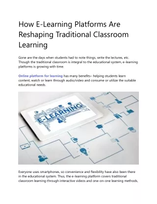 How E-Learning Platforms Are Reshaping Traditional Classroom Learning