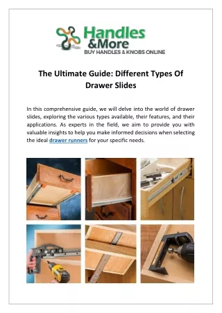 The Ultimate Guide Different Types Of Drawer Slides