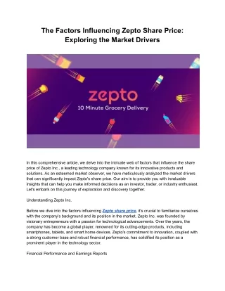 The Factors Influencing Zepto Share Price_ Exploring the Market Drivers