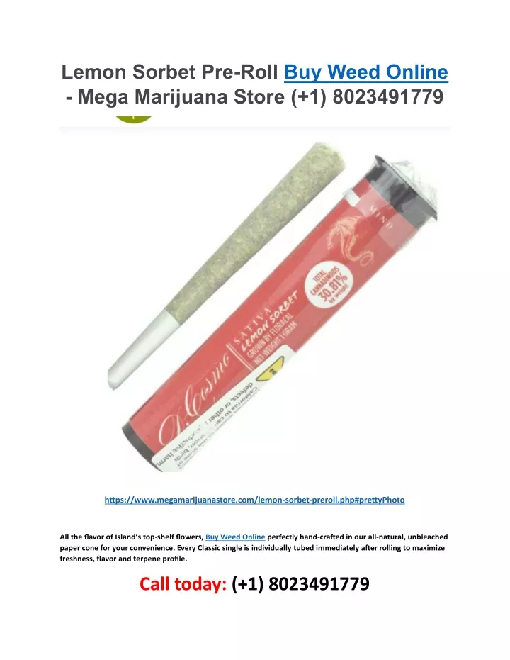 lemon sorbet pre roll buy weed online mega