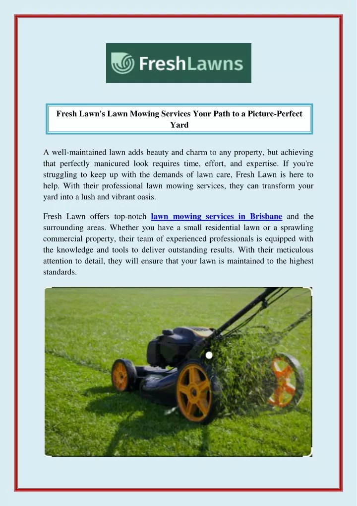 fresh lawn s lawn mowing services your path