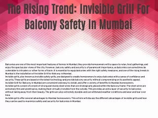The Rising Trend: Invisible Grill For Balcony Safety In Mumbai