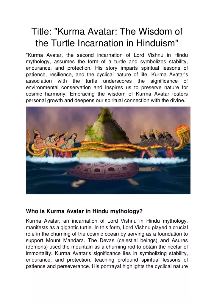 title kurma avatar the wisdom of the turtle