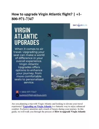 how to upgrade virgin atlantic flight