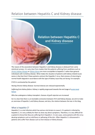 Relation between Hepatitis C and Kidney disease
