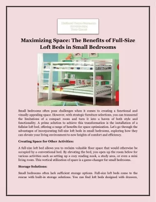 Maximizing Space The Benefits of Full-Size Loft Beds in Small Bedrooms