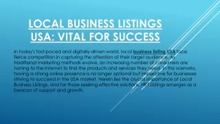LOCAL BUSINESS LISTINGS USA: VITAL FOR SUCCESS