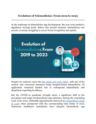 evolution of telemedicine from 2019 to 2023