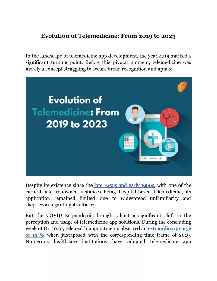 evolution of telemedicine from 2019 to 2023