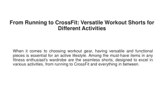 From Running to CrossFit Versatile Workout Shorts for Different Activities