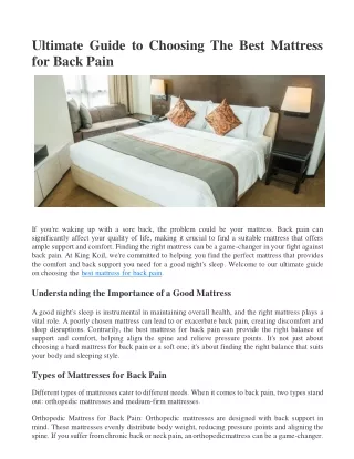 Ultimate Guide to Choosing The Best Mattress for Back Pain