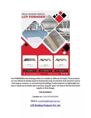 our formdek metal decking profiles are available