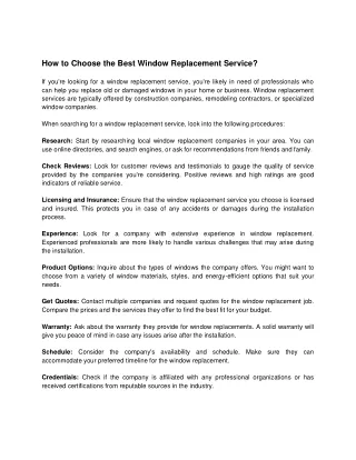 how to choose the best window replacement service