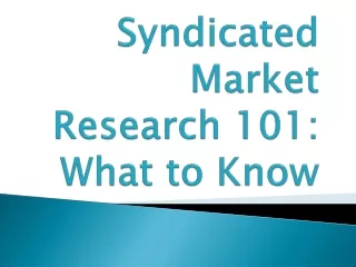 Syndicated Market Research 101