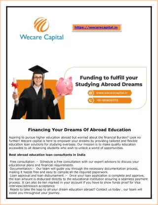 Financing Your Dreams Of Abroad Education