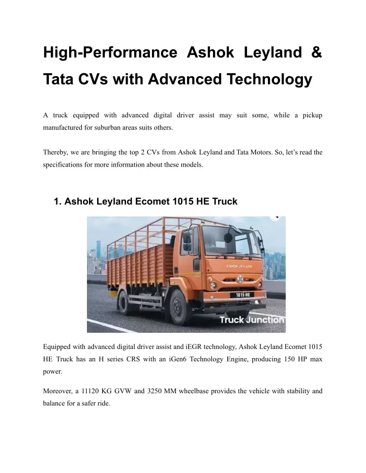 high performance ashok leyland