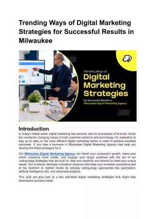 Trending Ways of Digital Marketing Strategies for Successful Results in Milwaukee