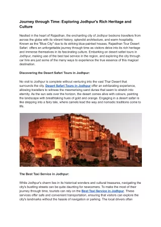 Journey through Time_ Exploring Jodhpur's Rich Heritage and Culture
