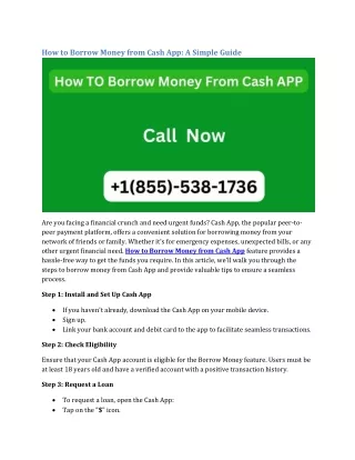 How to Borrow Money from Cash App?  1(855)-538-1736