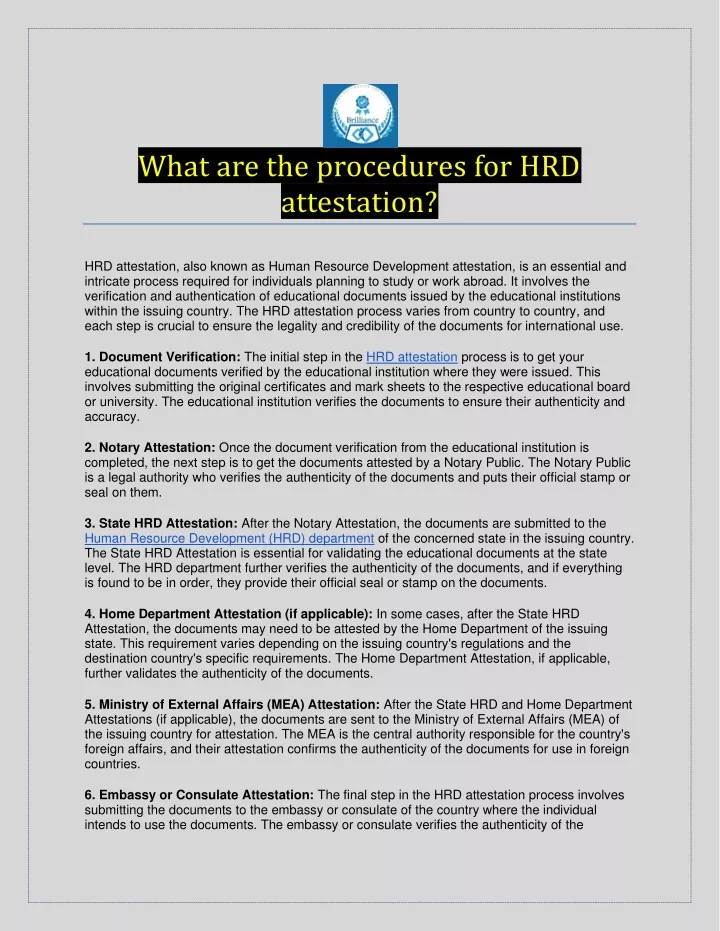 what are the procedures for hrd attestation