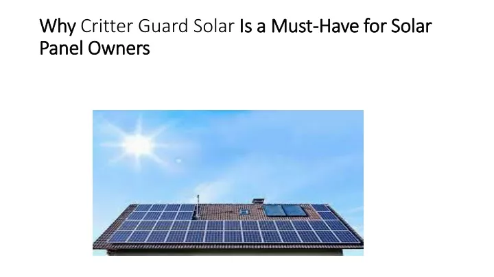 why critter guard solar is a must have for solar panel owners