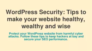 wordpress security tips to make your website healthy wealthy and wise