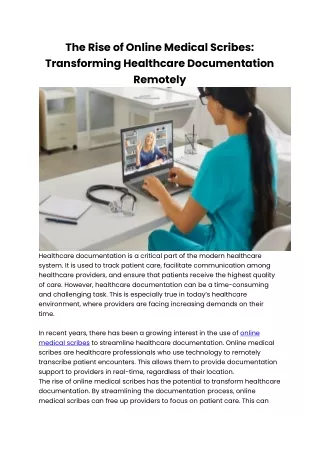 The Rise of Online Medical Scribes - Transforming Healthcare Documentation Remotely
