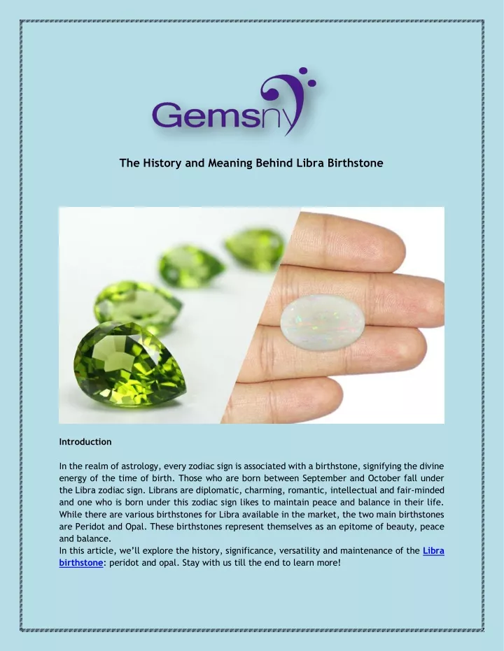 the history and meaning behind libra birthstone