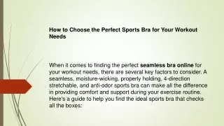 How to Choose the Perfect Sports Bra for Your Workout Needs
