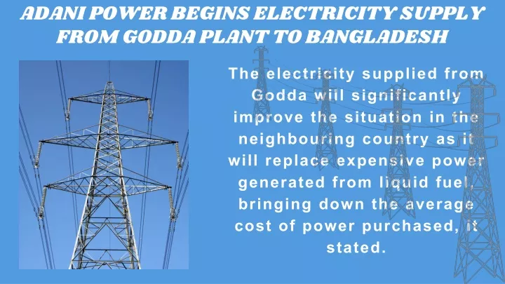 adani power begins electricity supply from godda