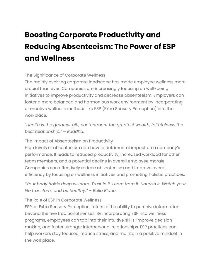 boosting corporate productivity and reducing