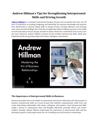 andrew hillman s tips for strengthening