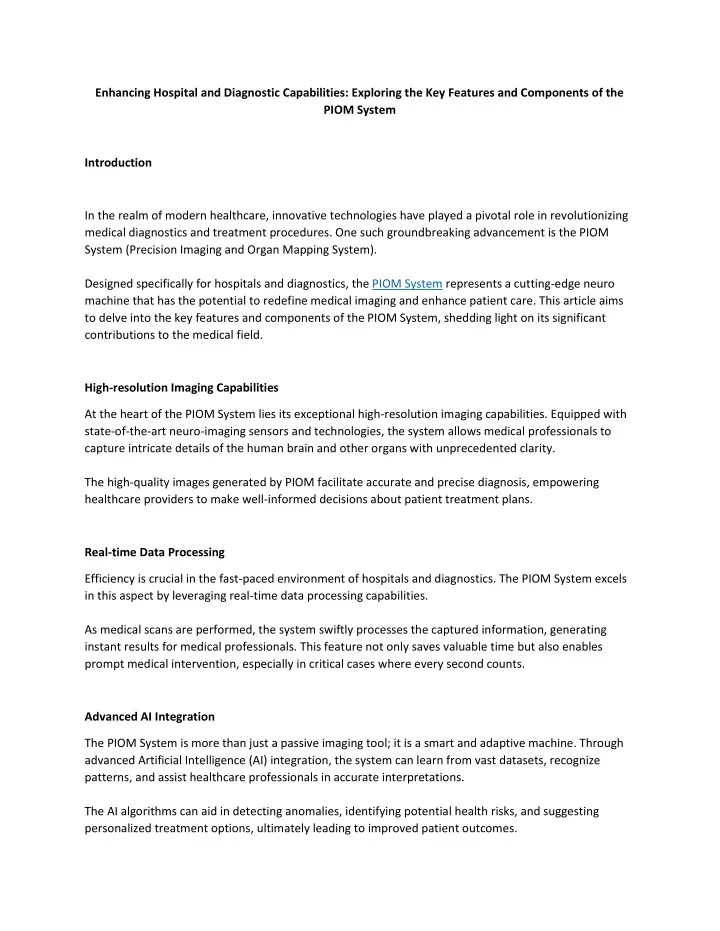 enhancing hospital and diagnostic capabilities