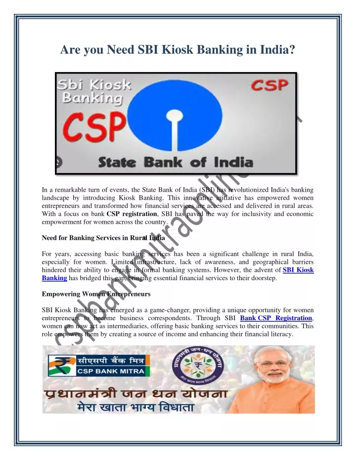 are you need sbi kiosk banking in india
