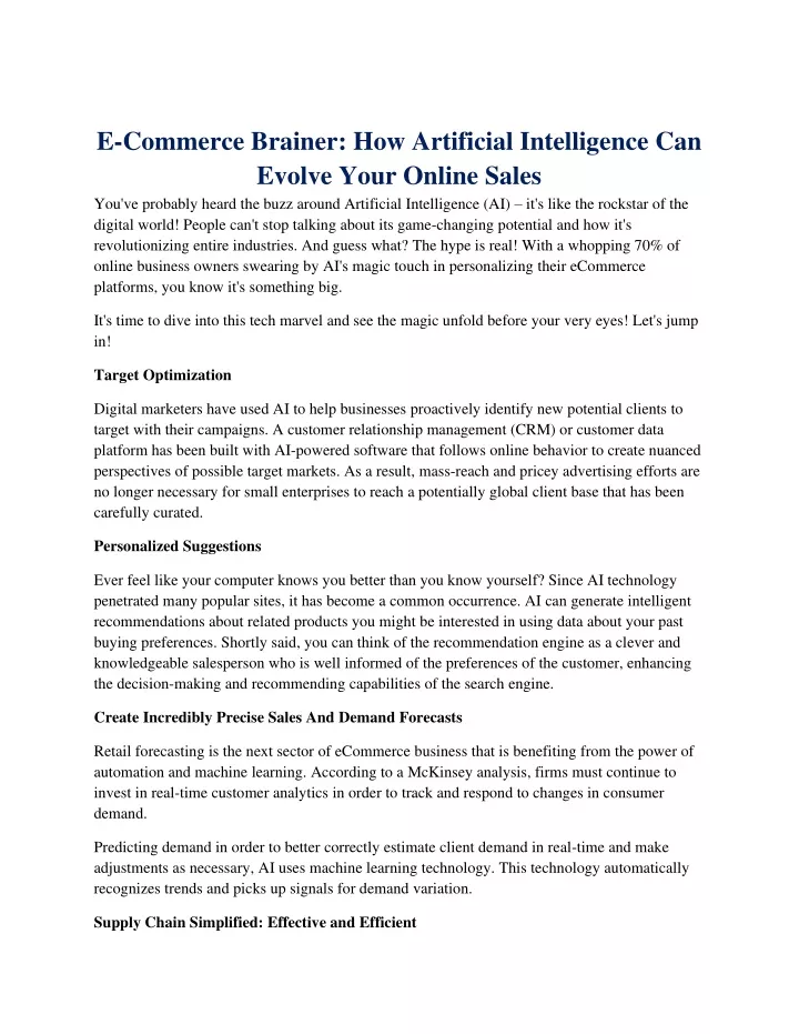 e commerce brainer how artificial intelligence