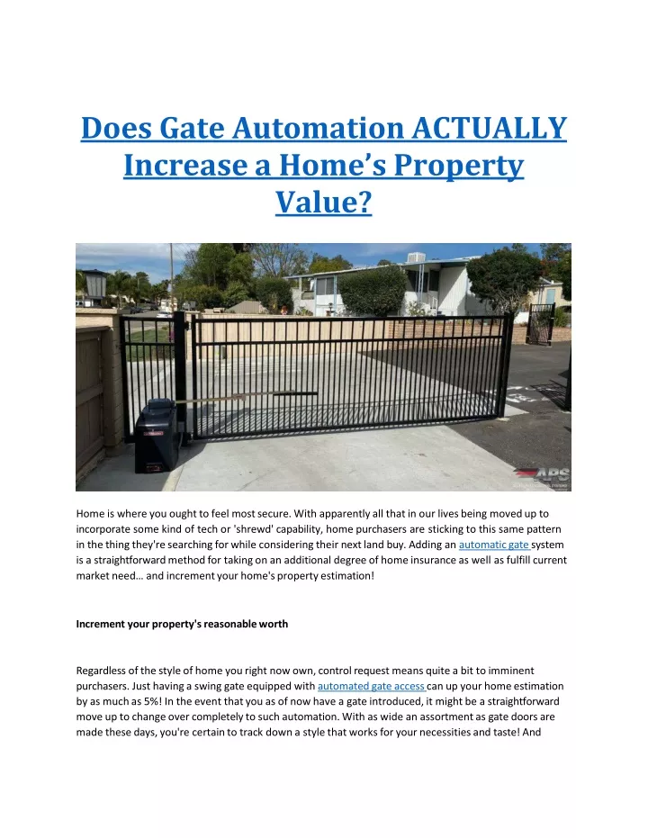 does gate automation actually increase a home s property value